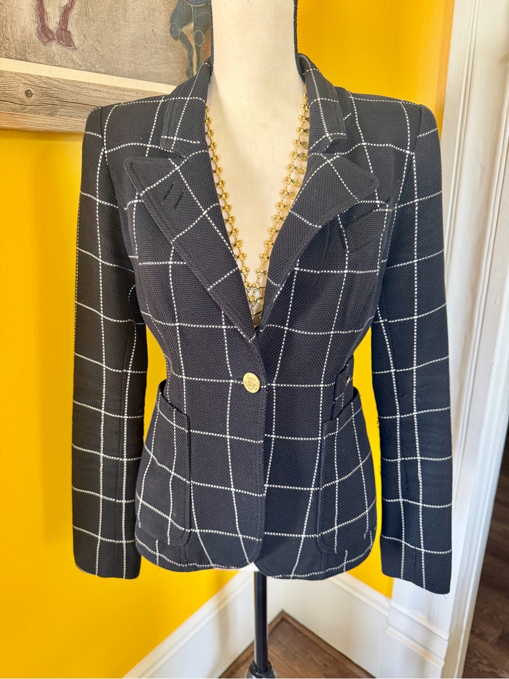 Smythe Authentic Black Windowpane Single-Button Blazer